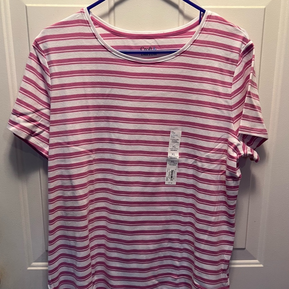 Pink and White Striped T-Shirt